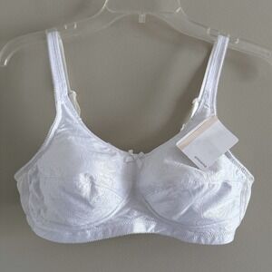 Amoena Dorothy 2123 White Jacquard Floral Pocketed Mastectomy Bra 38B NEW